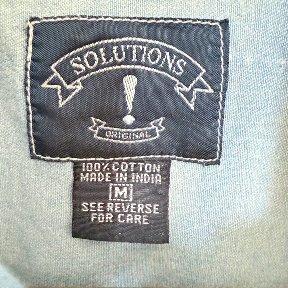 Vintage Solutions Distressed Butterfly Embroidered Sleeveless Denim Shirt Size M - Picture 7 of 11